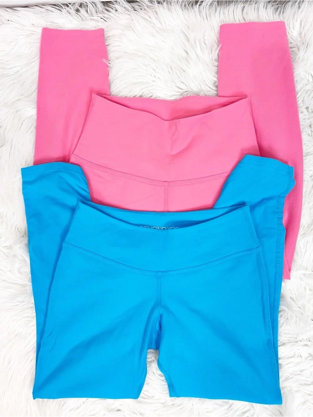 BEYOND YOGA 2 PAIR BLUE ORANGE LEGGINGS WOMENS MEDIUM